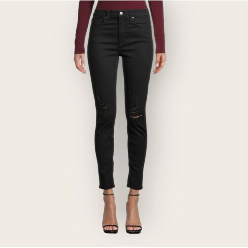 Joes Jeans Black Distressed Skinny Ankle Stretch Jeans Size 24 New